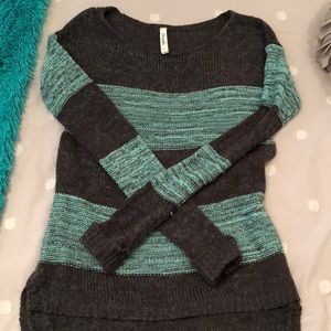 Grey and teal sweater